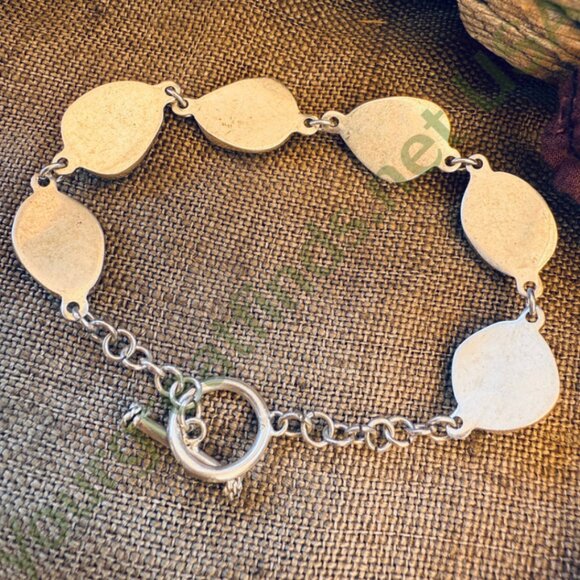 Vintage Sterling Silver 6 Stone Turquoise Bracelet - Picture 2 of 6